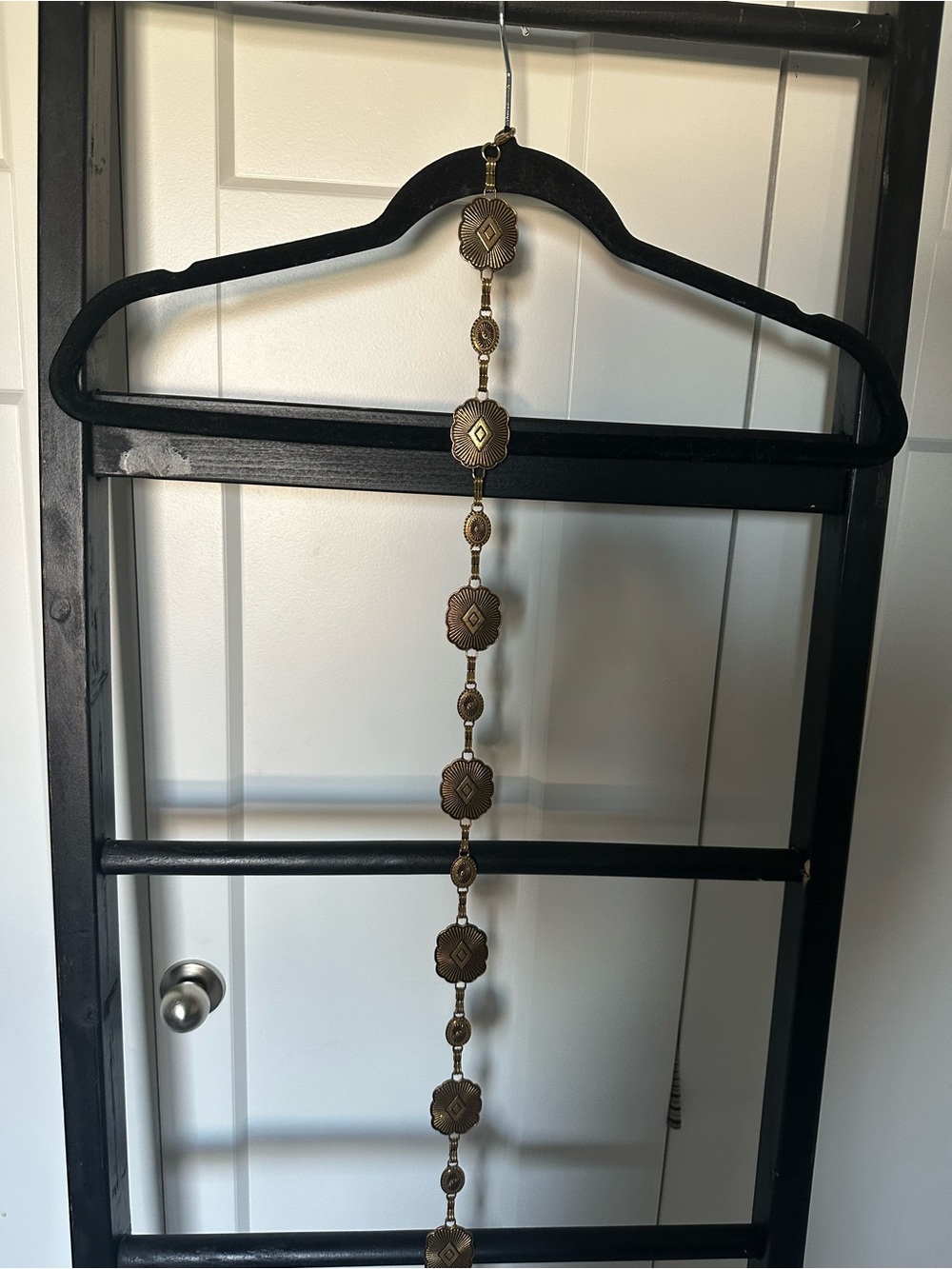 Express Gold-Tone Decorative Belt with Geometric Medallions